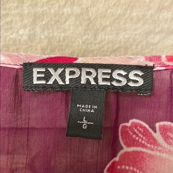 Express Women's Purple/Magenta Floral Button Up Dress Size L - Picture 3 of 6